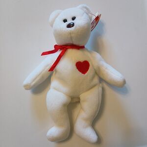 Vintage Ty Beanie Babies 1993 Valentino White Bear Red Heart Retired Rare